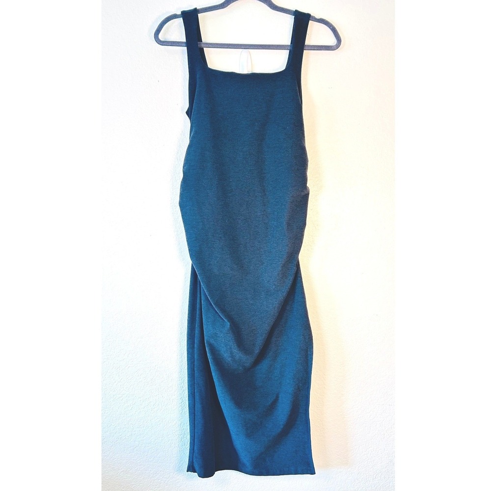 Beyond Yoga Beyond the Bump Minimalist Spacedye Maternity Midi Dress Grey SZ M